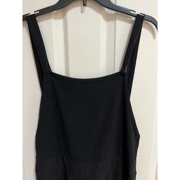 Black Wide Leg Overalls Boho Beach Coastal Loungewear Open Back Buttons Small - Picture 3 of 10